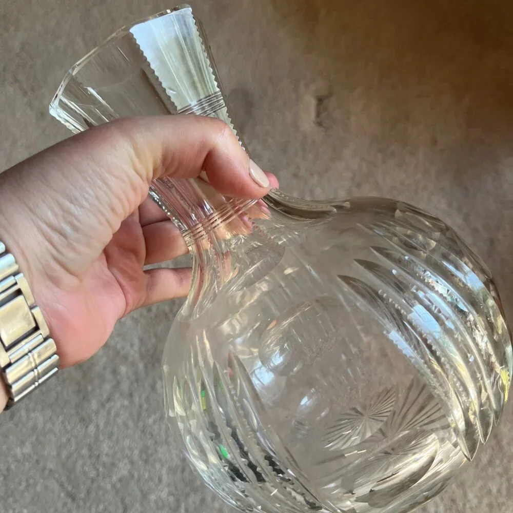 Crystal Water Pitcher or Wine‎ Decanter – Beautiful Detail, Pre-Owned